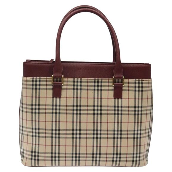 Burberry Nova Check Beige Canvas Handbag (Pre-Owned) - Picture 1 of 16